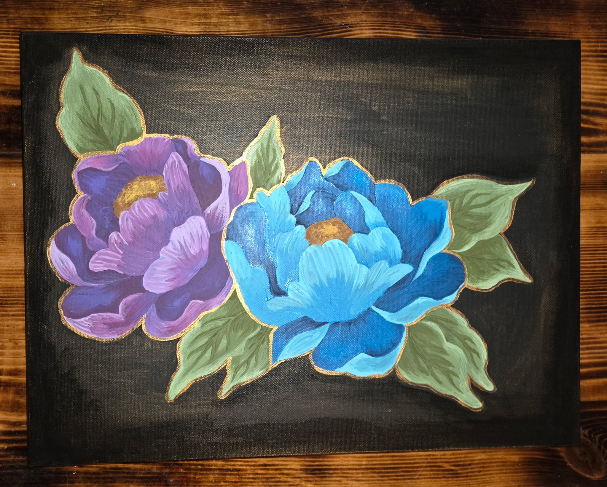Midnight peonies 16x12